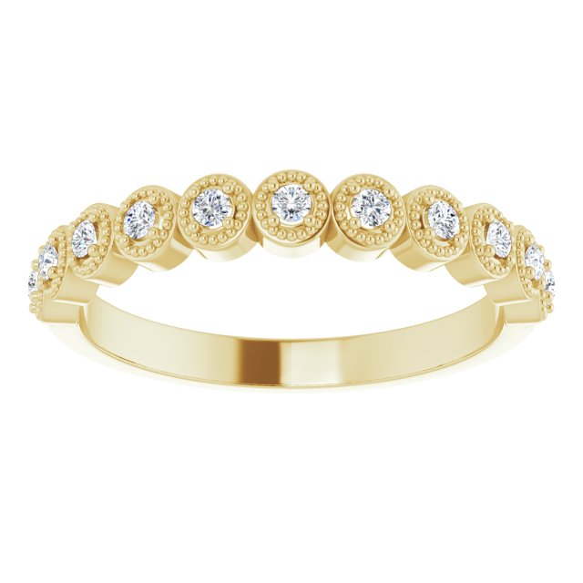 Milgrain Accent Round Diamond Wedding Band-VIRABYANI